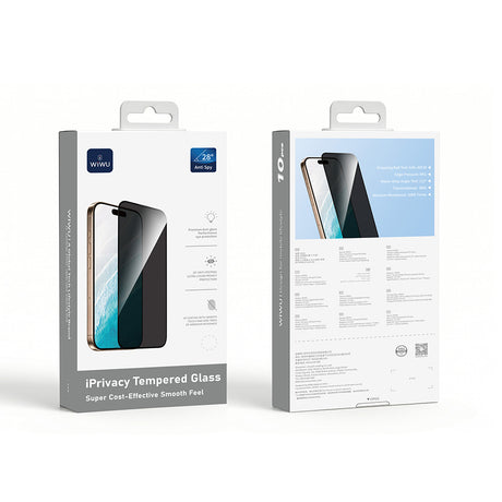 Apple iPhone 18 Pro Wiwu GT-015 Özellikli Çok Katmanlı Temperli iPrivacy Cam Ekran Koruyucu 10'lu Paket