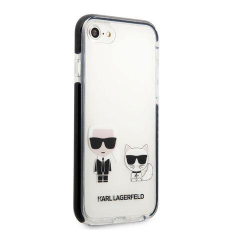 Apple iPhone 7 Kılıf Karl Lagerfeld Kenarları Siyah Silikon K&C Dizayn Kapak
