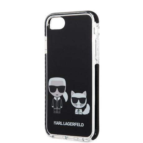 Apple iPhone 8 Kılıf Karl Lagerfeld Kenarları Siyah Silikon K&C Dizayn Kapak