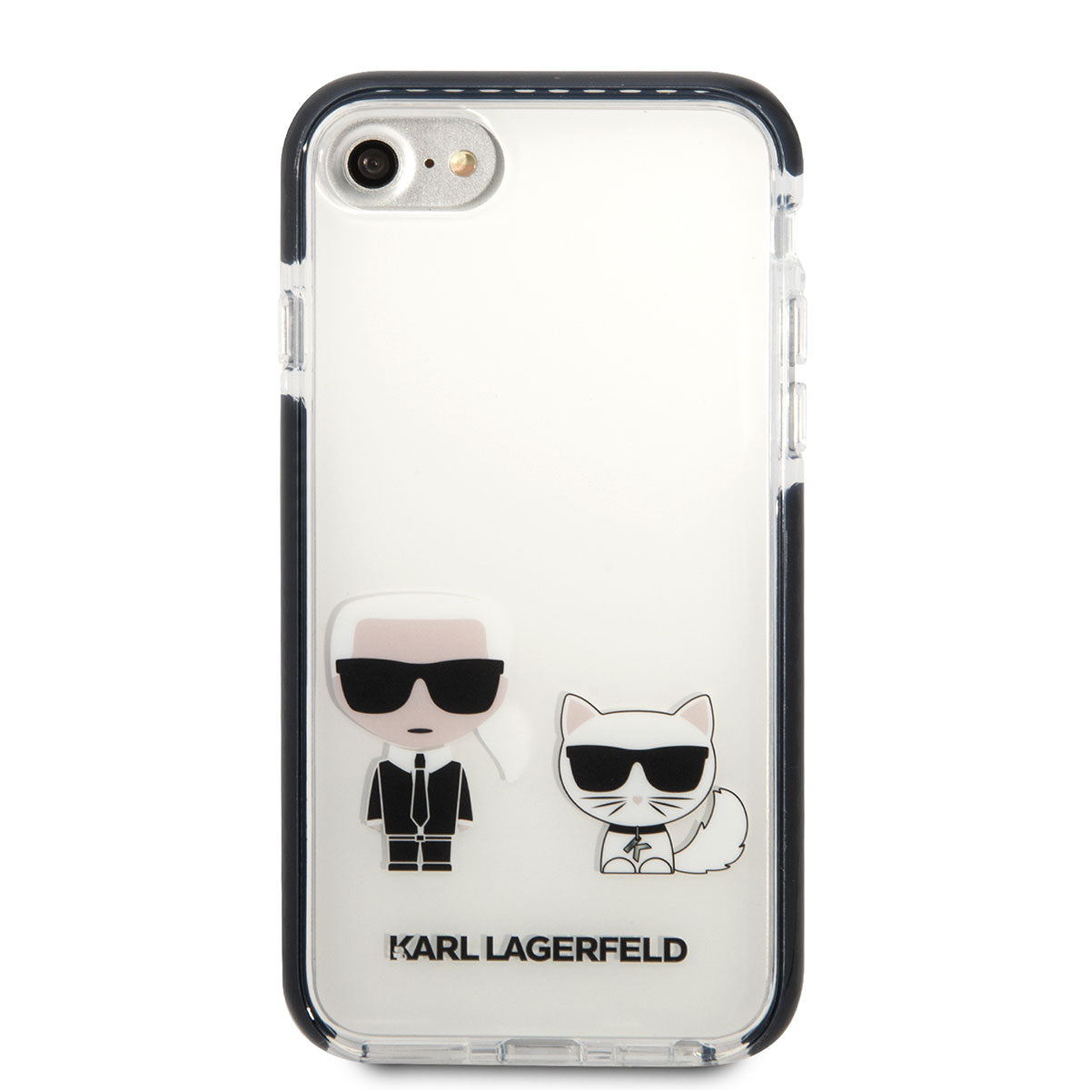 Apple iPhone 8 Kılıf Karl Lagerfeld Kenarları Siyah Silikon K&C Dizayn Kapak