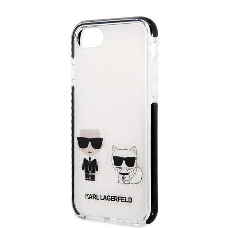 Apple iPhone 8 Kılıf Karl Lagerfeld Kenarları Siyah Silikon K&C Dizayn Kapak