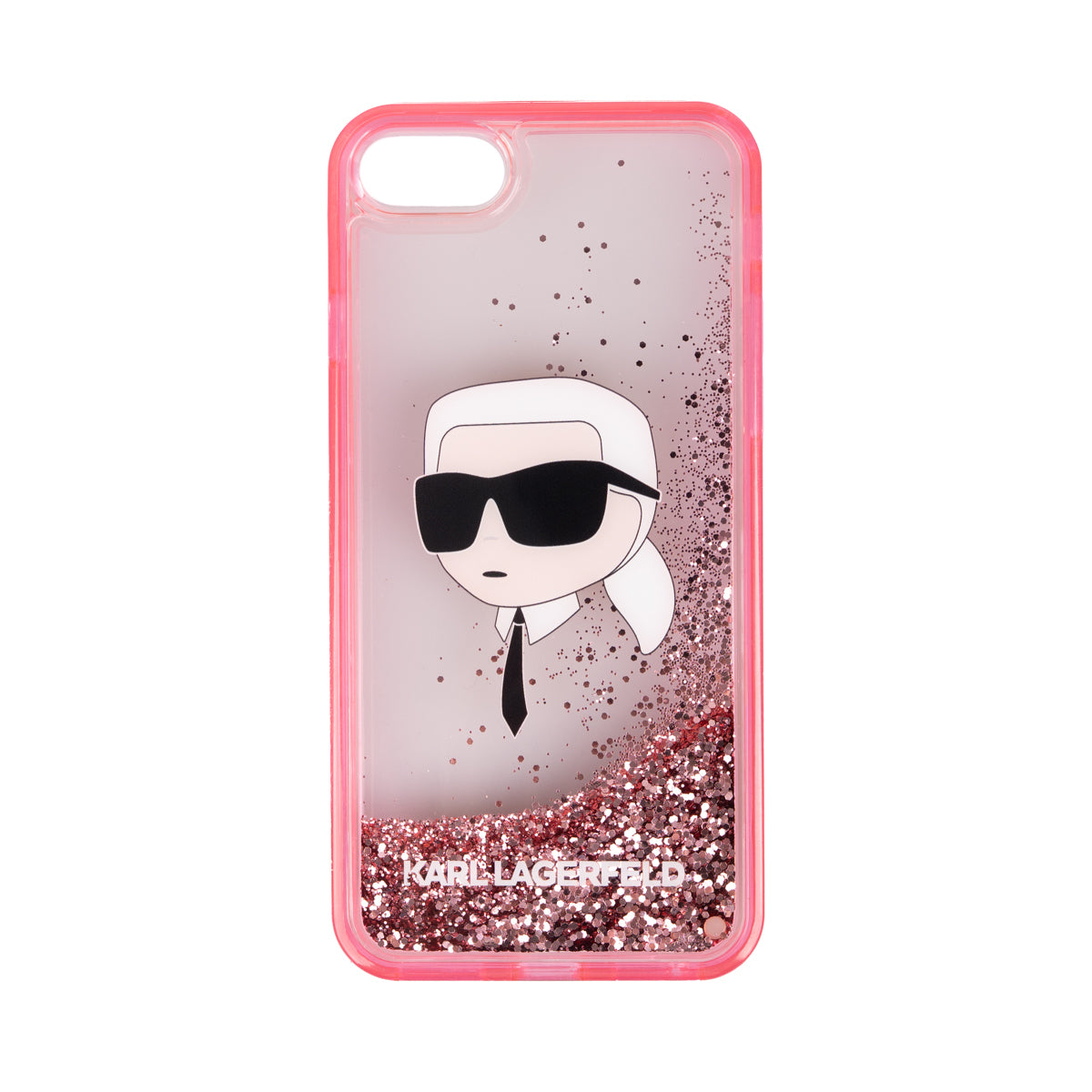 Apple iPhone 8 Kılıf Karl Lagerfeld Sıvılı Simli Karl Head Dizayn Kapak