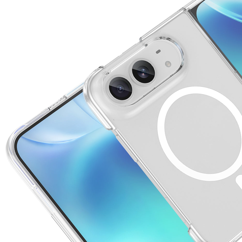 Apple iPhone Duo (Fold) Kamera Korumalı M-Safe Şarj Özellikli Şeffaf Zore London Sert PC Kapak