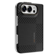 Apple iPhone Duo (Fold) Kılıf M-safe Şarj Özellikli Metal Kamera Çerçeveli Raptic Aramid SkinPro Mondrian Serisi Karbon Kapak