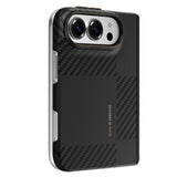 Apple iPhone Duo (Fold) Kılıf M-safe Şarj Özellikli Metal Kamera Çerçeveli Raptic Aramid SkinPro Mondrian Serisi Karbon Kapak