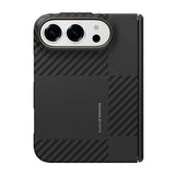 Apple iPhone Duo (Fold) Kılıf M-safe Şarj Özellikli Metal Kamera Çerçeveli Raptic Aramid SkinPro Mondrian Serisi Karbon Kapak
