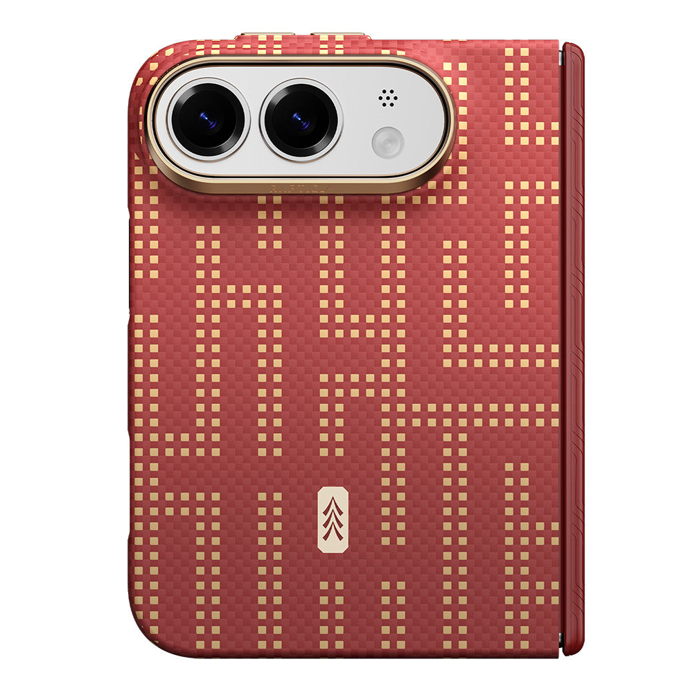 Apple iPhone Duo (Fold) Kılıf M-safe Şarj Özellikli Raptic Aramid SkinPro Grid Serisi Karbon Kapak