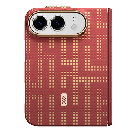 Apple iPhone Duo (Fold) Kılıf M-safe Şarj Özellikli Raptic Aramid SkinPro Grid Serisi Karbon Kapak