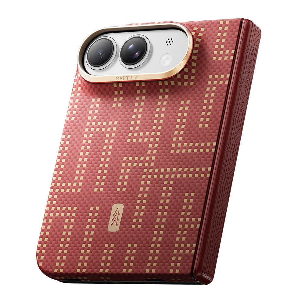 Apple iPhone Duo (Fold) Kılıf M-safe Şarj Özellikli Raptic Aramid SkinPro Grid Serisi Karbon Kapak