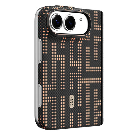 Apple iPhone Duo (Fold) Kılıf M-safe Şarj Özellikli Raptic Aramid SkinPro Grid Serisi Karbon Kapak