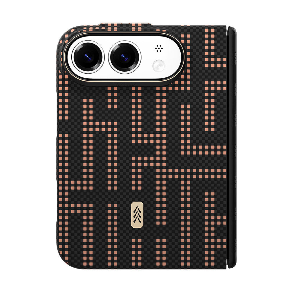 Apple iPhone Duo (Fold) Kılıf M-safe Şarj Özellikli Raptic Aramid SkinPro Grid Serisi Karbon Kapak