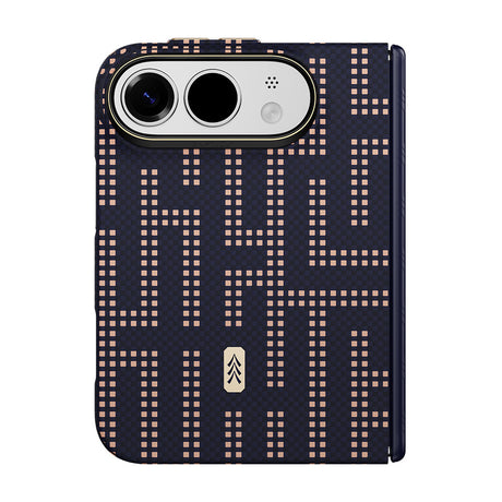 Apple iPhone Duo (Fold) Kılıf M-safe Şarj Özellikli Raptic Aramid SkinPro Grid Serisi Karbon Kapak