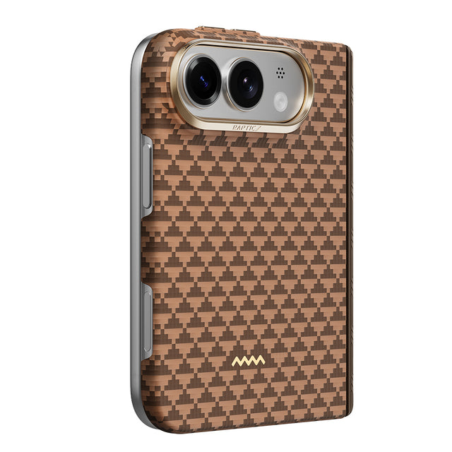 Apple iPhone Duo (Fold) Kılıf M-safe Şarj Özellikli Raptic Aramid SkinPro Origin Serisi Karbon Kapak