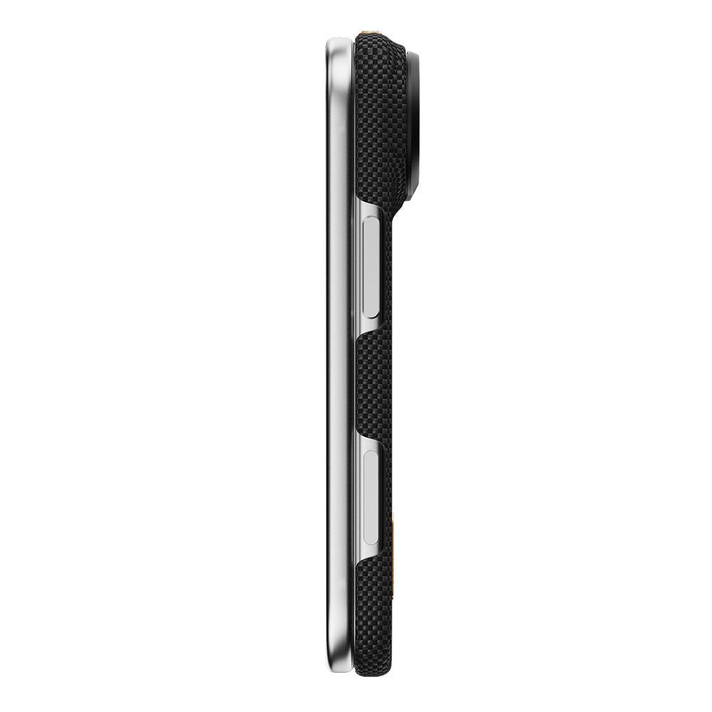 Apple iPhone Duo (Fold) Kılıf M-safe Şarj Özellikli Raptic Aramid SkinPro Rise Serisi 24 Ayar Altın Kaplamalı Karbon Kapak