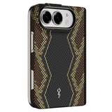 Apple iPhone Duo (Fold) Kılıf M-safe Şarj Özellikli Raptic Aramid SkinPro Scepter Serisi Karbon Kapak