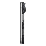 Apple iPhone Duo Kılıf M-safe Şarj Özellikli 600D Aramid Karbon Fiber Pitaka Edge Serisi Black-Grey Twill Kapak