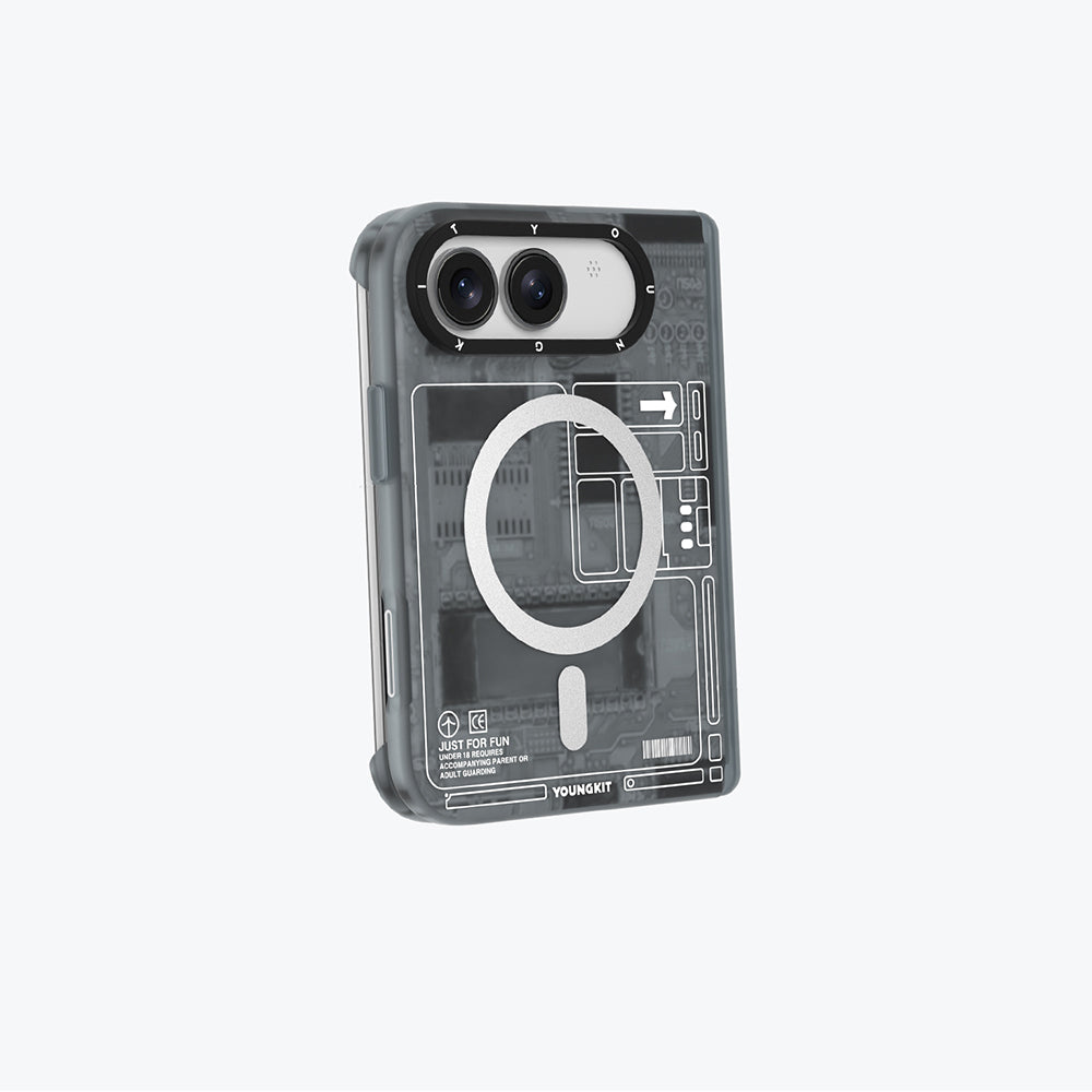 Apple iPhone Duo Kılıf M-safe Şarj Özellikli Kamera Denetim Butonlu Youngkit Technology Serisi Kapak