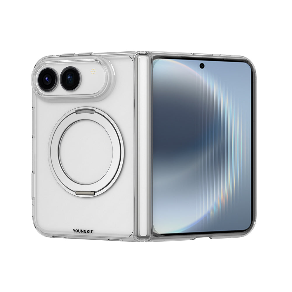 Apple iPhone Duo Kılıf M-safe Şarj Özellikli Youngkit Clear Serisi Standlı Kapak