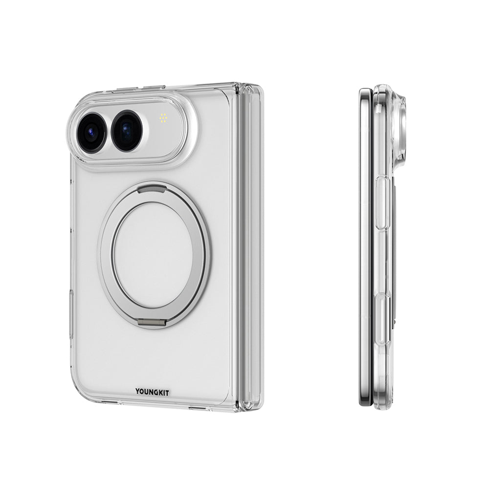 Apple iPhone Duo Kılıf M-safe Şarj Özellikli Youngkit Clear Serisi Standlı Kapak