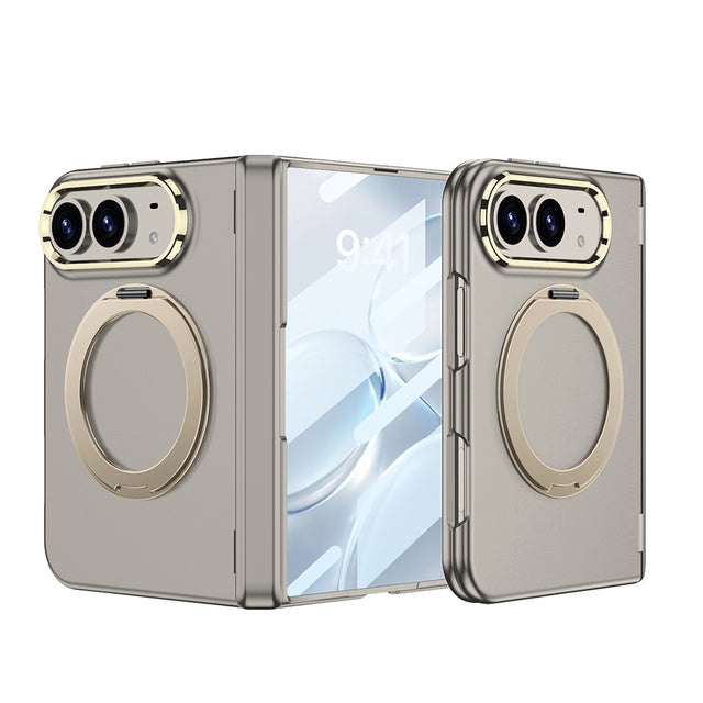Apple iPhone Duo Kılıf M-safe Şarj Özellikli Zore Kıpta KPT-07 Ring Standlı Sert PC Kapak