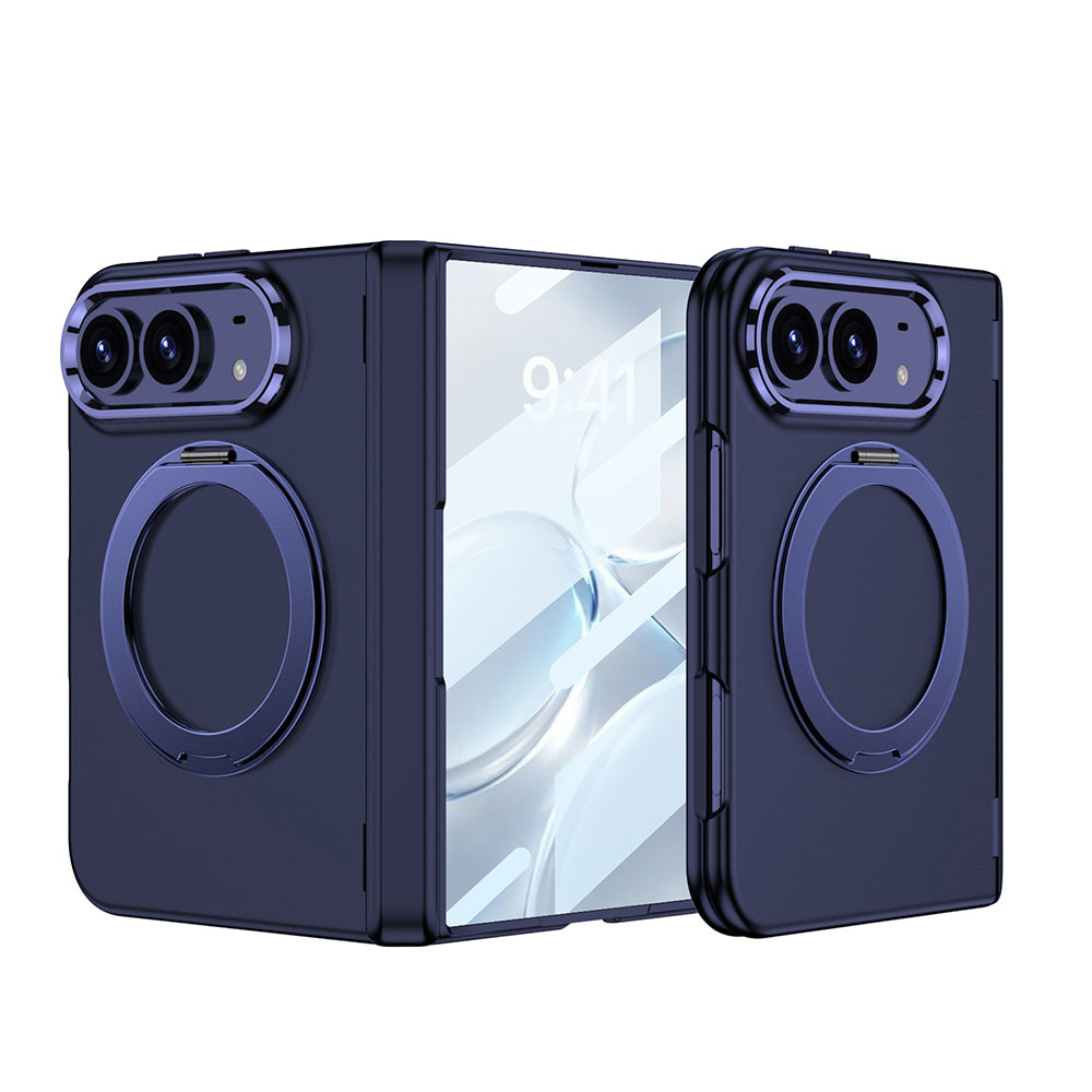 Apple iPhone Duo Kılıf M-safe Şarj Özellikli Zore Kıpta KPT-07 Ring Standlı Sert PC Kapak