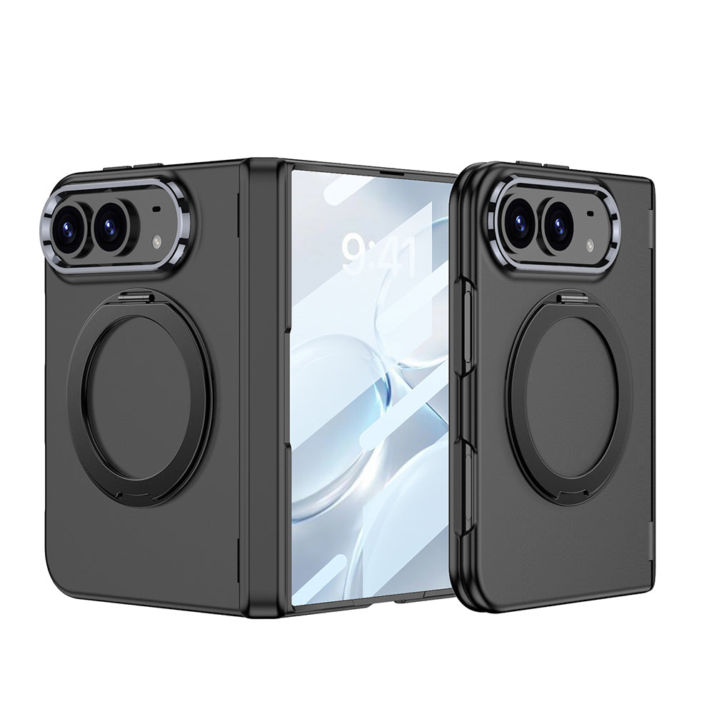 Apple iPhone Duo Kılıf M-safe Şarj Özellikli Zore Kıpta KPT-07 Ring Standlı Sert PC Kapak