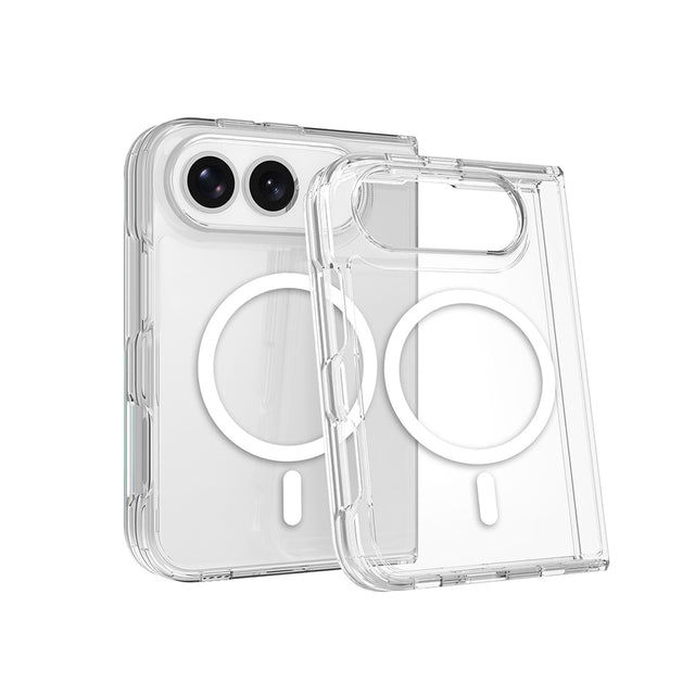 Apple iPhone Duo Kılıf Zore M-safe Şarj Özellikli Şeffaf Kamera Çerçeveli UTS PC Kapak