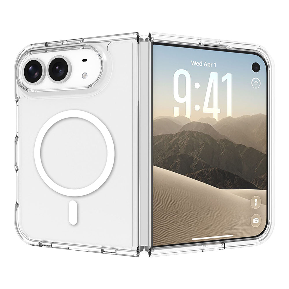 Apple iPhone Duo Kılıf Zore M-safe Şarj Özellikli Şeffaf Kamera Çerçeveli UTS PC Kapak