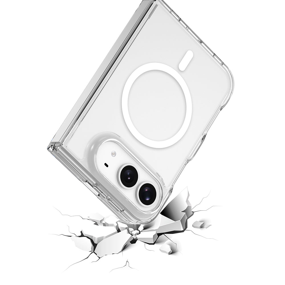 Apple iPhone Duo Kılıf Zore M-safe Şarj Özellikli Şeffaf Kamera Çerçeveli UTS PC Kapak