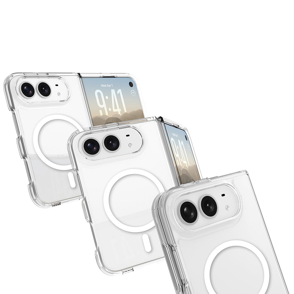 Apple iPhone Duo Kılıf Zore M-safe Şarj Özellikli Şeffaf Kamera Çerçeveli UTS PC Kapak