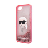 Apple iPhone SE 2020 Kılıf Karl Lagerfeld Sıvılı Simli Karl Head Dizayn Kapak
