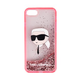 Apple iPhone SE 2022 Kılıf Karl Lagerfeld Sıvılı Simli Karl Head Dizayn Kapak
