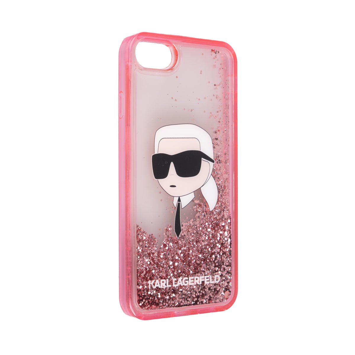Apple iPhone SE 2022 Kılıf Karl Lagerfeld Sıvılı Simli Karl Head Dizayn Kapak