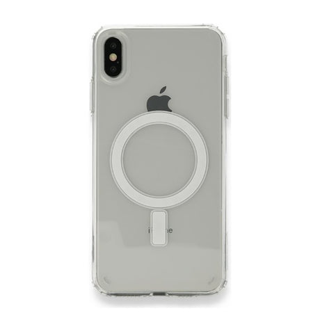 Apple iPhone X Kılıf M-safe Şarj Özellikli Şeffaf Sert PC Zore Embos Kapak