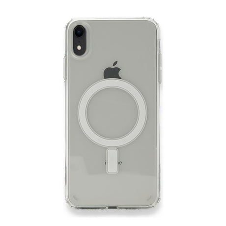 Apple iPhone XR 6.1 Kılıf M-safe Şarj Özellikli Şeffaf Sert PC Zore Embos Kapak