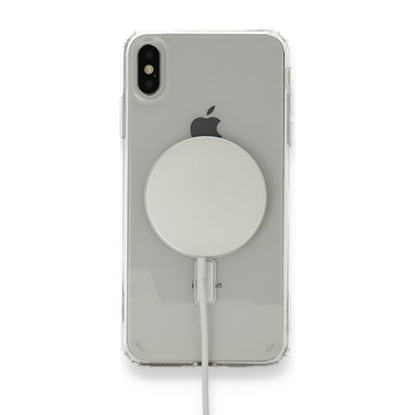 Apple iPhone XS Max 6.5 Kılıf M-safe Şarj Özellikli Şeffaf Sert PC Zore Embos Kapak