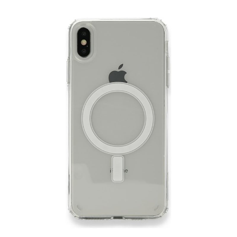 Apple iPhone XS Max 6.5 Kılıf M-safe Şarj Özellikli Şeffaf Sert PC Zore Embos Kapak