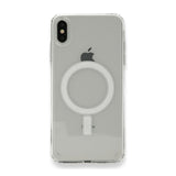 Apple iPhone XS Max 6.5 Kılıf M-safe Şarj Özellikli Şeffaf Sert PC Zore Embos Kapak