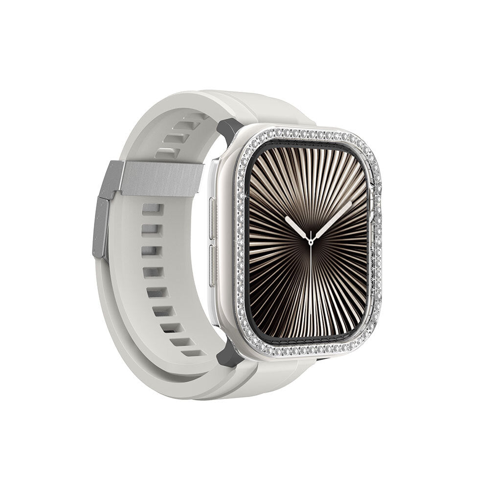 Apple Watch 10 42mm Amazingthing Gleam Fit FullGuard Taşlı Sert PC Kasa ve Ekran Koruyucu