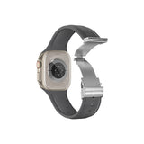 Apple Watch 10 42mm Amazingthing Titan Swift Deri Dokulu Silikon Kordon