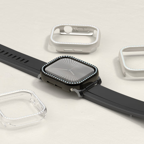 Apple Watch 10 46mm Amazingthing Gleam Fit FullGuard Taşlı Sert PC Kasa ve Ekran Koruyucu