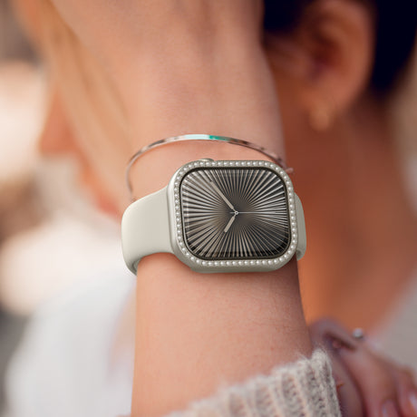 Apple Watch 10 46mm Amazingthing Gleam Fit FullGuard Taşlı Sert PC Kasa ve Ekran Koruyucu
