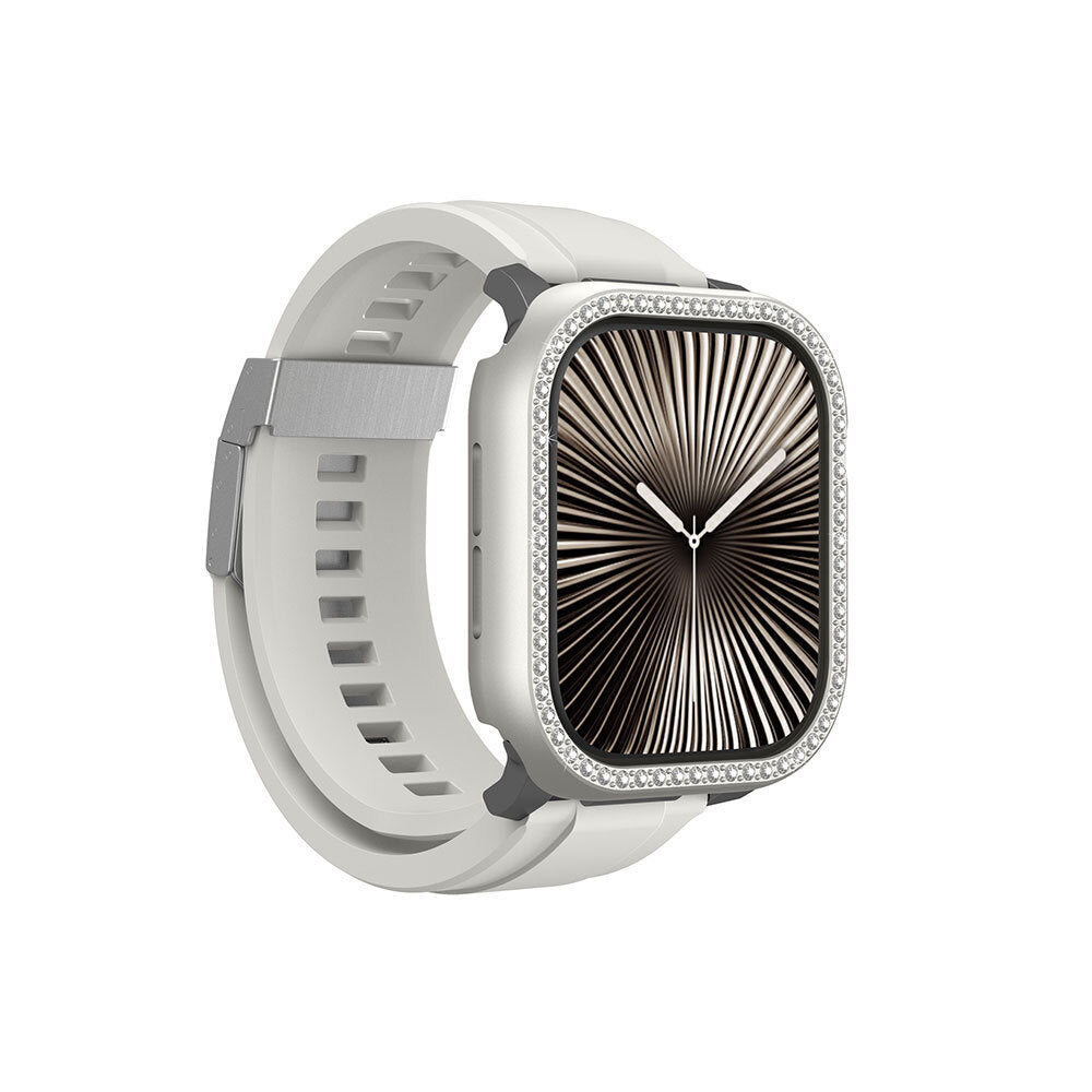 Apple Watch 10 46mm Amazingthing Gleam Fit FullGuard Taşlı Sert PC Kasa ve Ekran Koruyucu