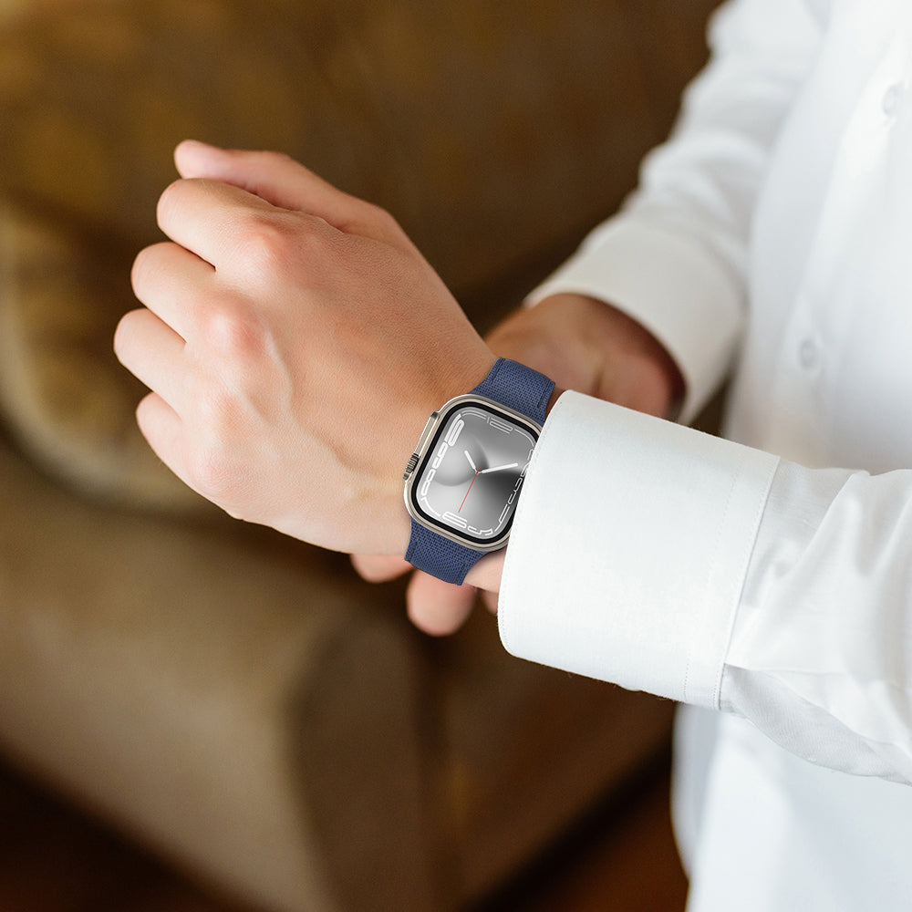 Apple Watch 10 46mm Amazingthing Titan Swift Deri Dokulu Silikon Kordon