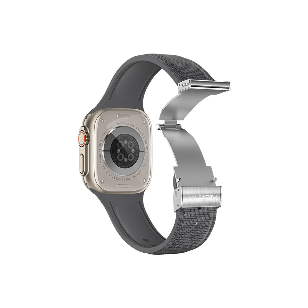 Apple Watch 10 46mm Amazingthing Titan Swift Deri Dokulu Silikon Kordon
