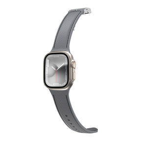 Apple Watch 38mm Amazingthing Titan Swift Deri Dokulu Silikon Kordon