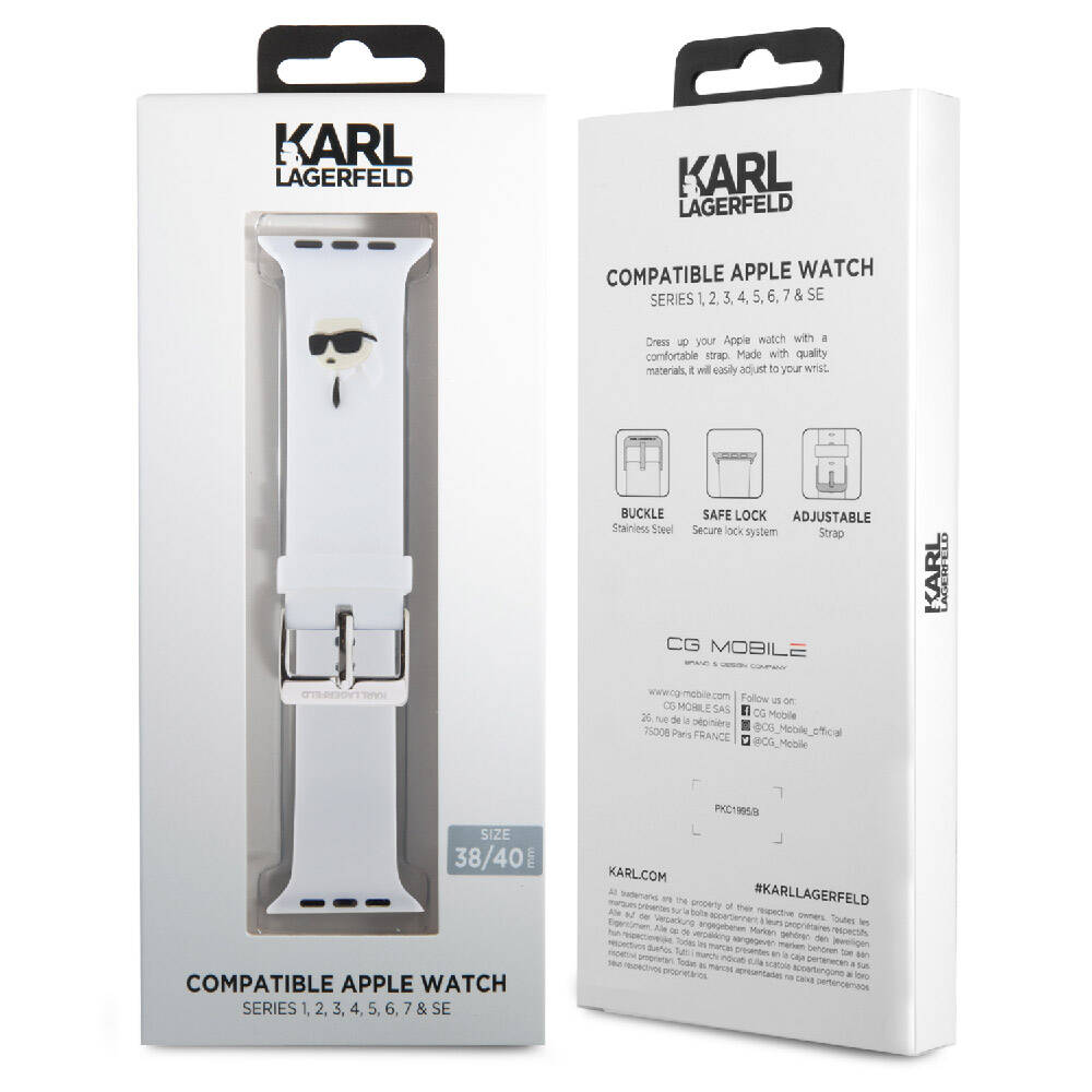 Apple Watch 40mm Karl Lagerfeld Orjinal Lisanslı İkonik Karl Head Logolu Silikon Kordon