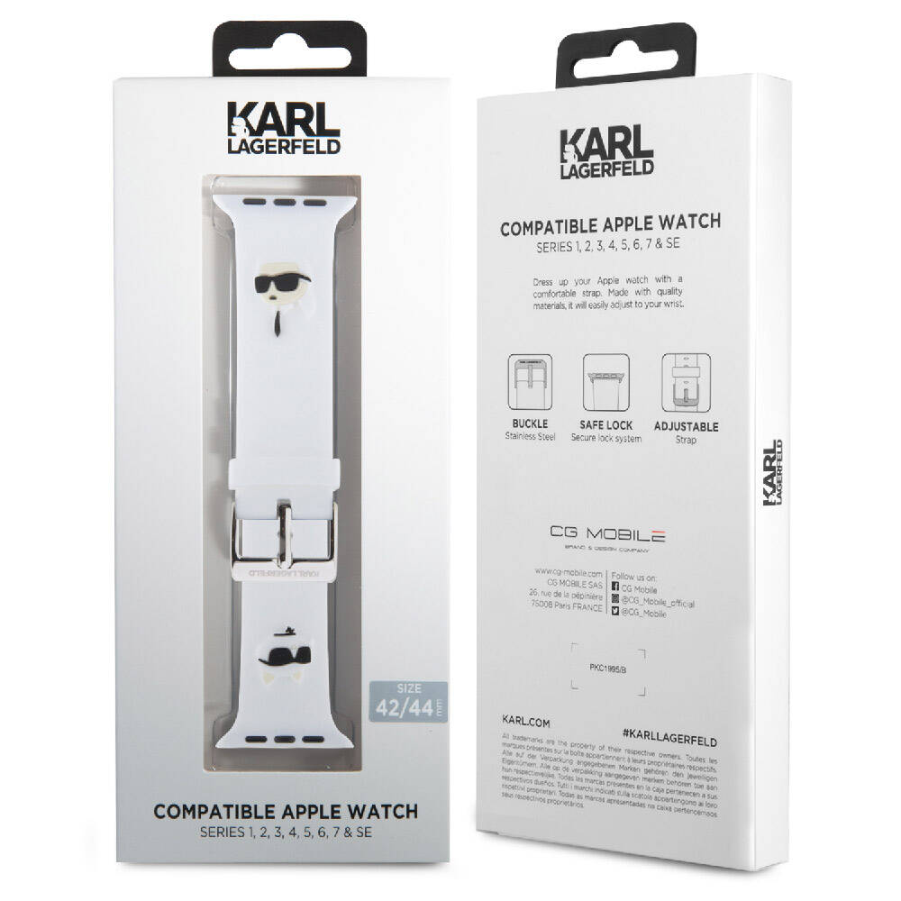 Apple Watch Ultra 49mm Karl Lagerfeld Orjinal Lisanslı İkonik Karl & Choupette Logolu Silikon Kordon