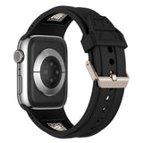 Apple Watch 42mm Zore KRD-117 Hava Alabilen Delikli Metal Süslemeli Desenli Silikon Kordon
