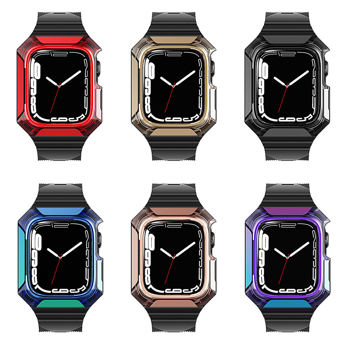 Apple Watch 42mm Zore KRD-88 Sert PC Kasa Koruyuculu Silikon Kordon